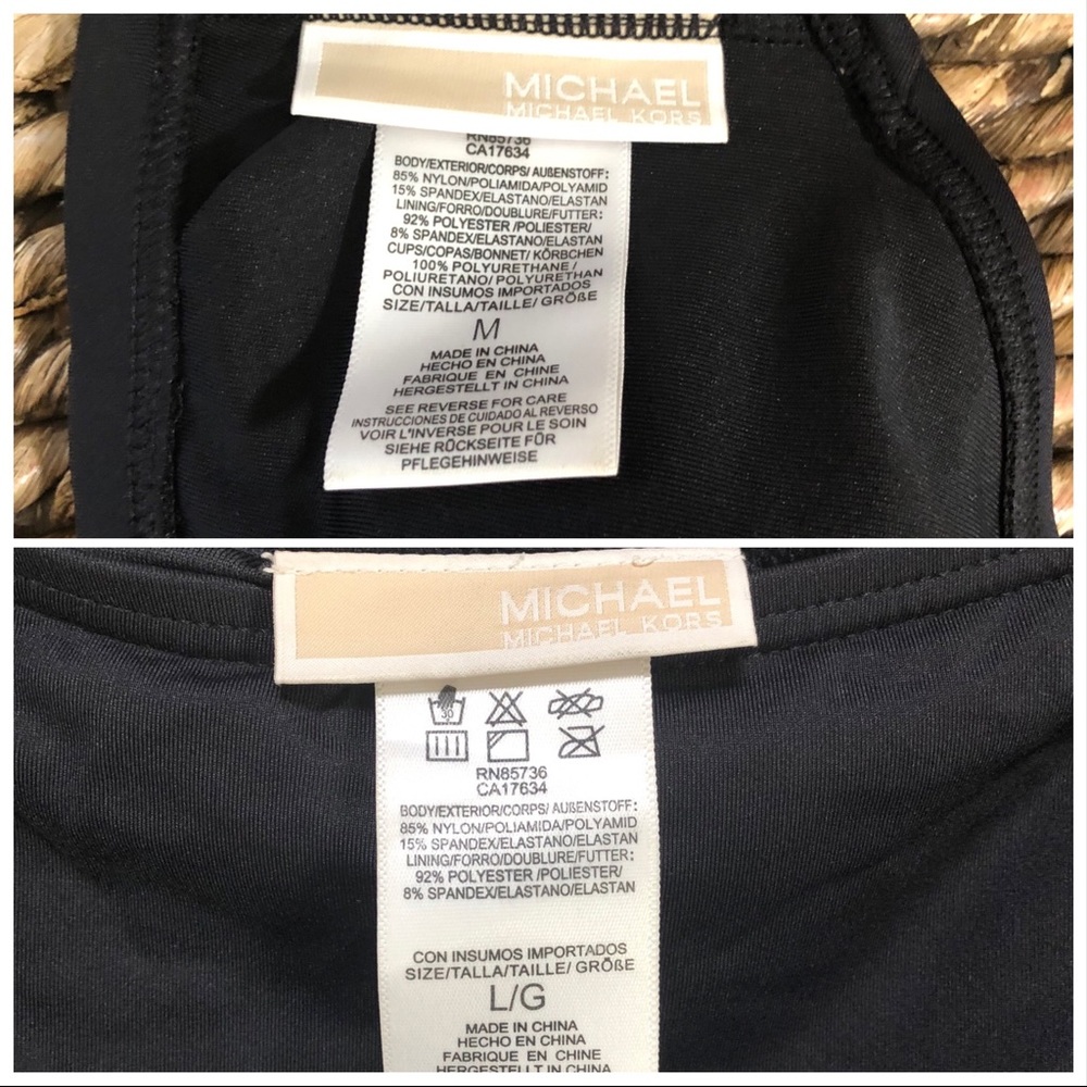 Michael Kors Black Gold Logo Bar Bikini Set M / L - Picture 7 of 8